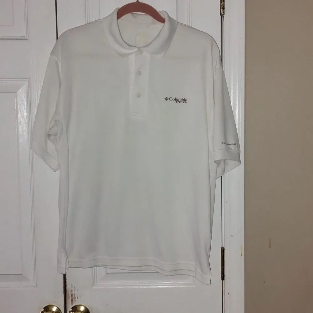Columbia white PFG omni shade  polo shirt Sz S